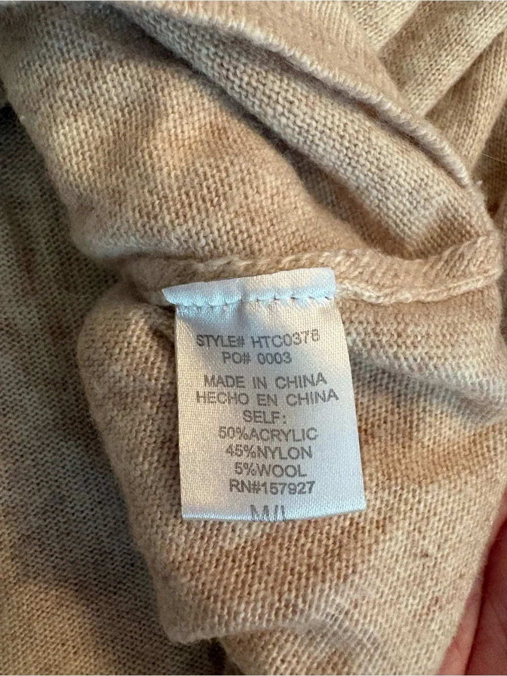 Hyped Unicorn Oversized Sweater Tunic Sweater M/L 5% Wool Pale Brown/Tan